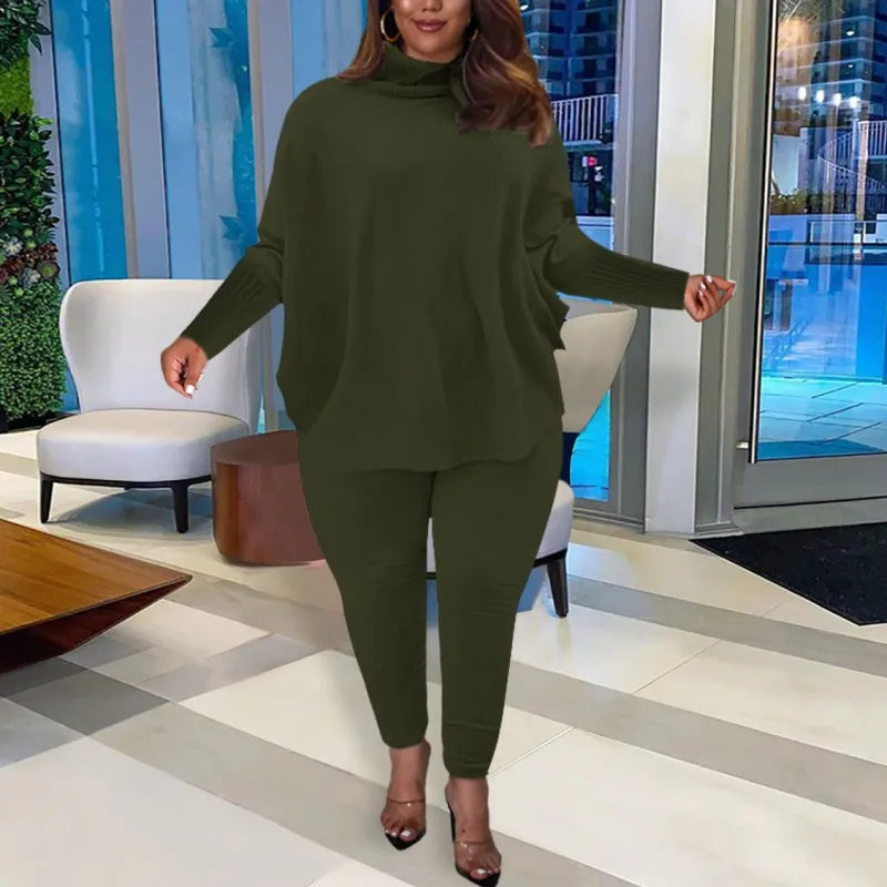 Knitted Plus Size Women 2 Piece Set Casual