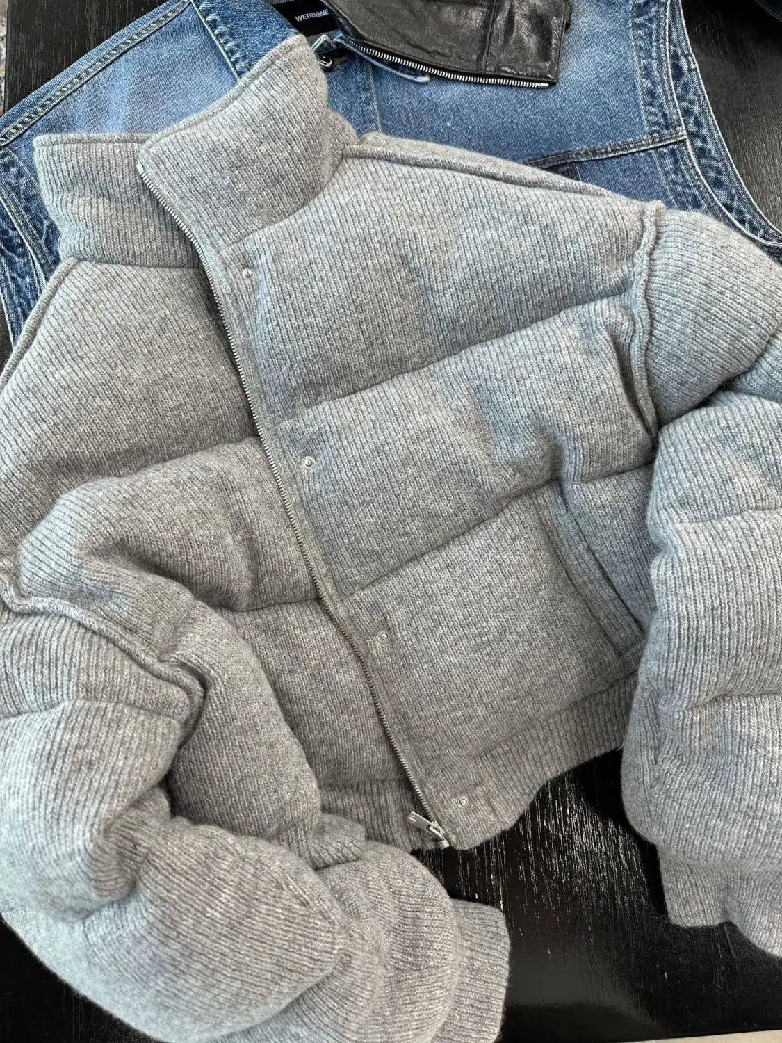 Korean Style High-end Short Gray Cotton Parkas Loose