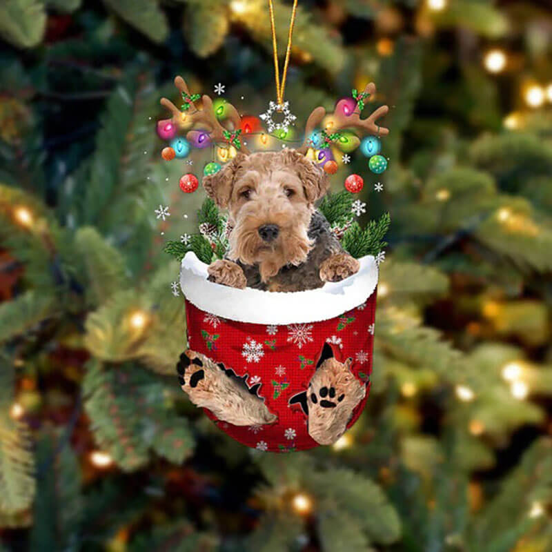 Wire Fox Terrier In Snow Pocket Christmas Ornament
