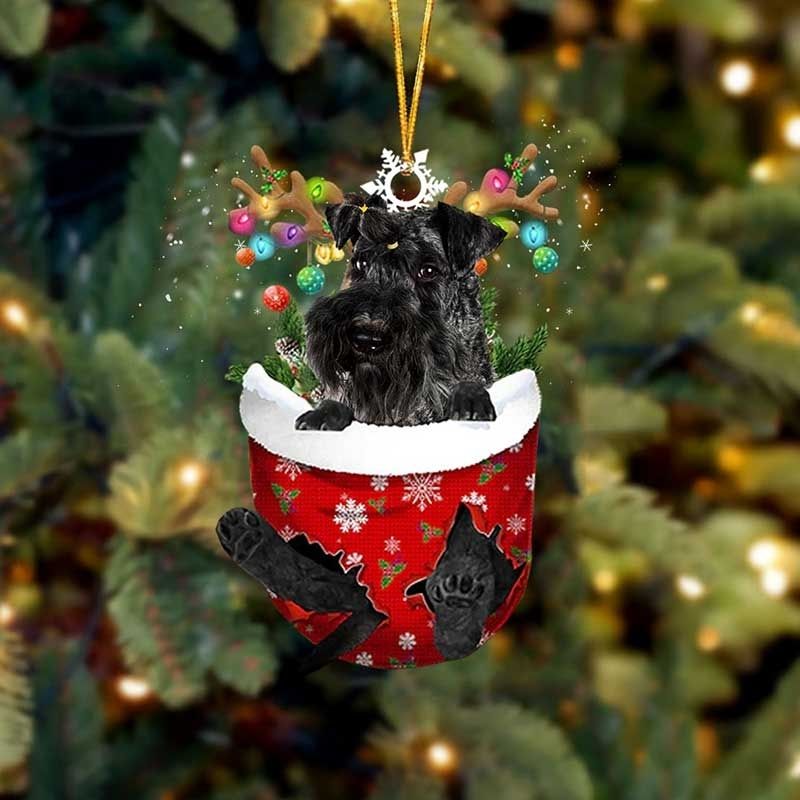 Kerry Blue Terriers In Snow Pocket Christmas Ornament