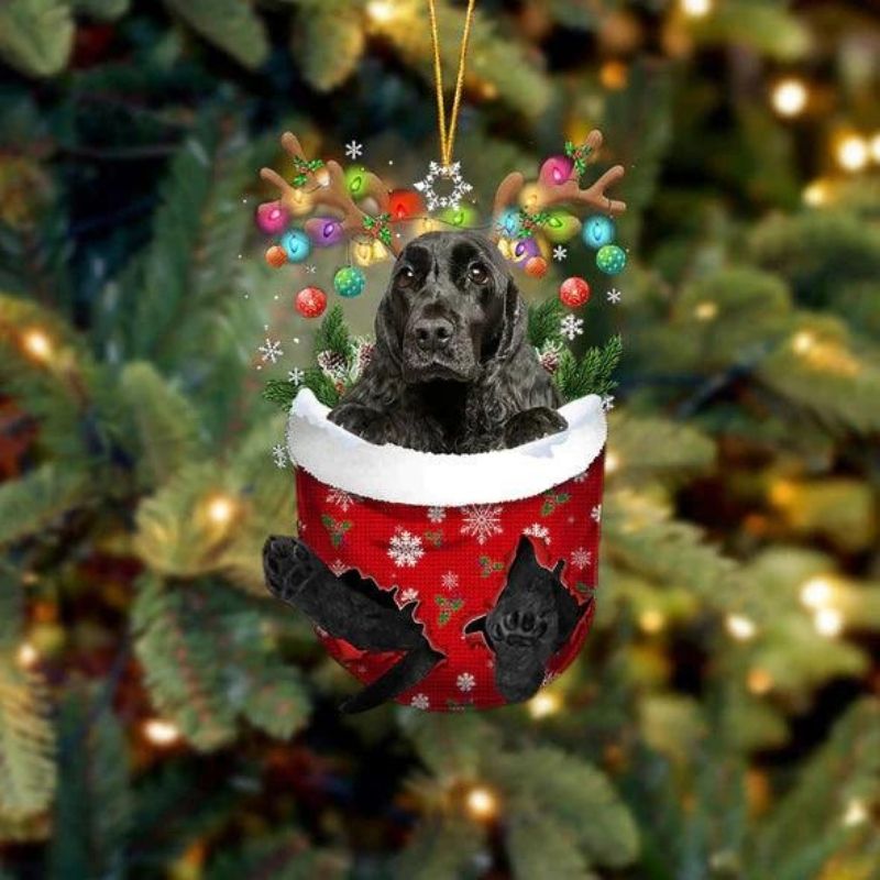 English Cocker Spaniel In Snow Pocket Christmas Ornament