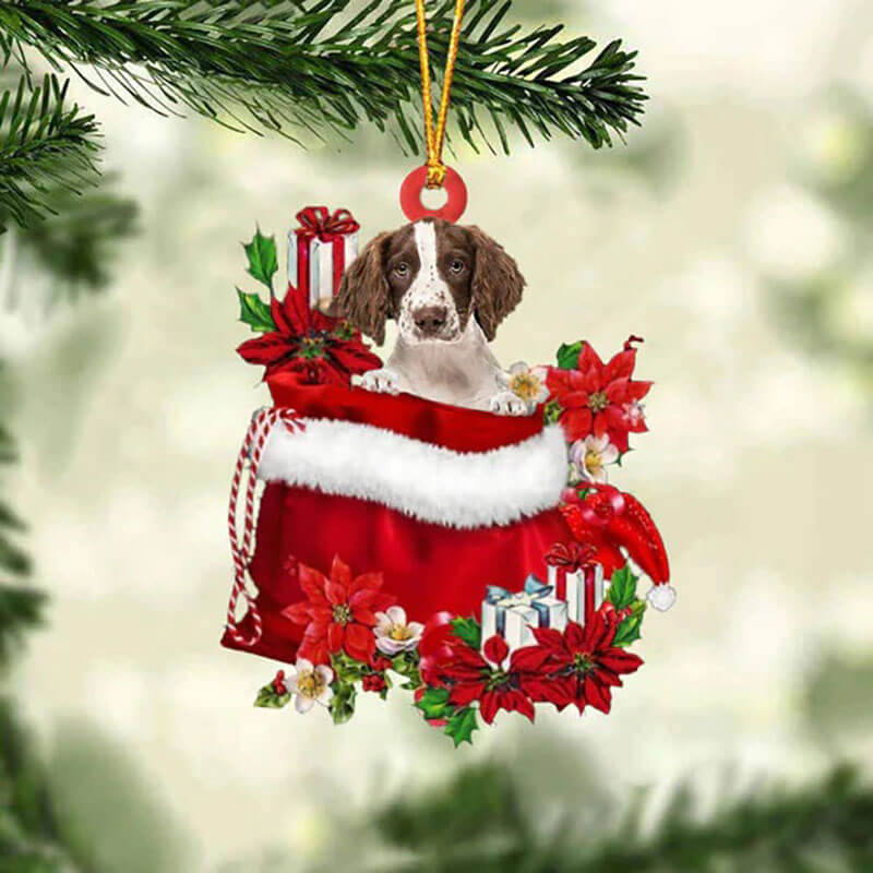 English Springer Spaniel In Gift Bag Christmas Ornament