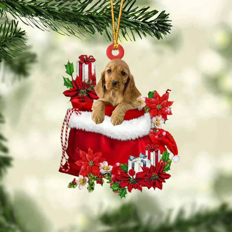 English Cocker Spaniel In Gift Bag Christmas Ornament
