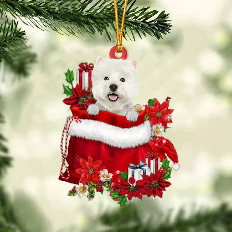 West Highland White Terrier In Gift Bag Christmas