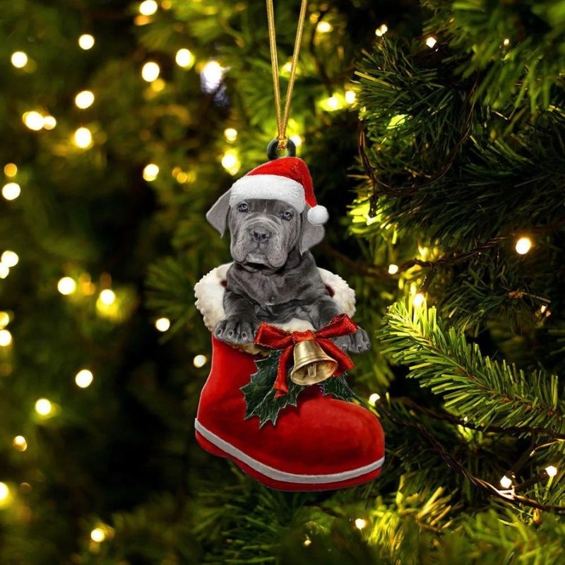 Neapolitan Mastiff In Santa Boot Christmas Hanging Ornament