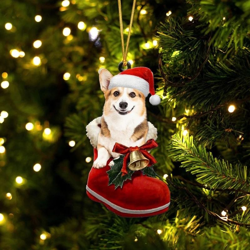Pembroke Welsh Corgi Red & White In Santa