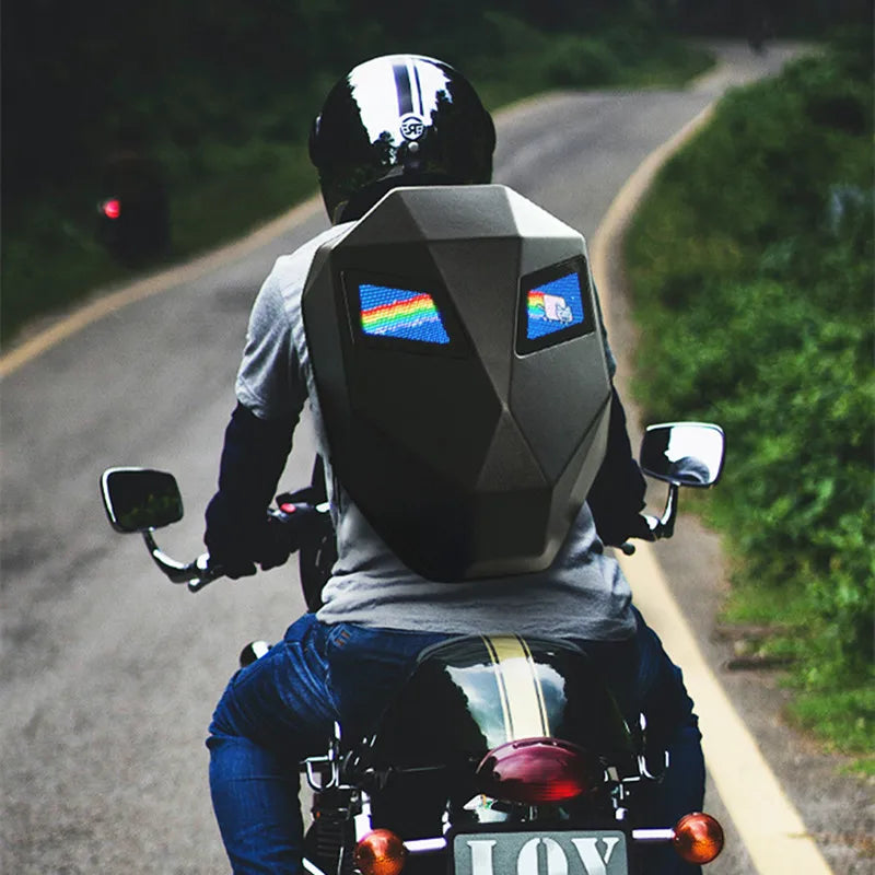 LED Backpack Hard Shell LED Display Motorcycle Cycling