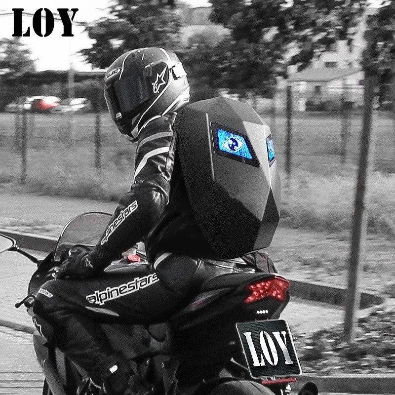 LED Backpack Hard Shell LED Display Motorcycle Cycling