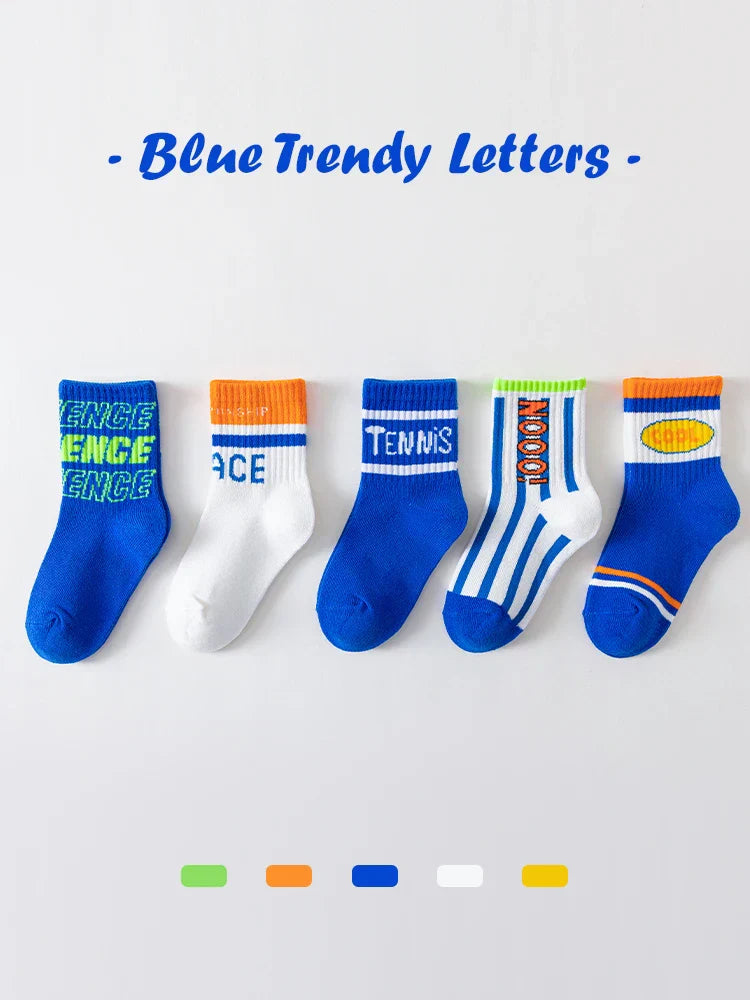 LJMOFA 5 Pairs Children Socks for Girls Boy