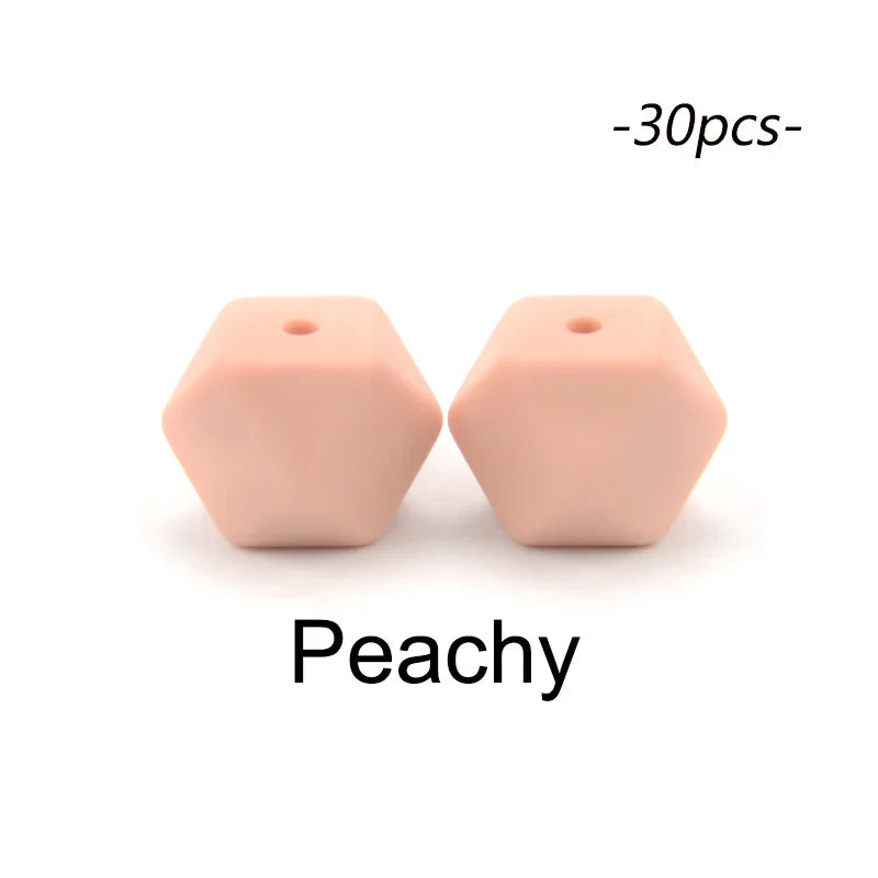 LOFCA 30pcs Silicone Beads Mini Hexagon 14mm Baby
