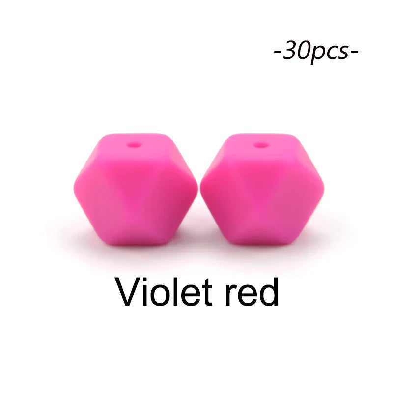 LOFCA 30pcs Silicone Beads Mini Hexagon 14mm Baby