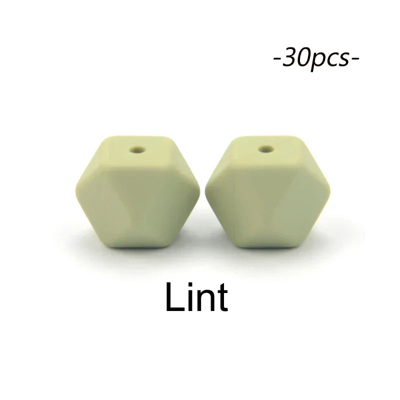 LOFCA 30pcs Silicone Beads Mini Hexagon 14mm Baby