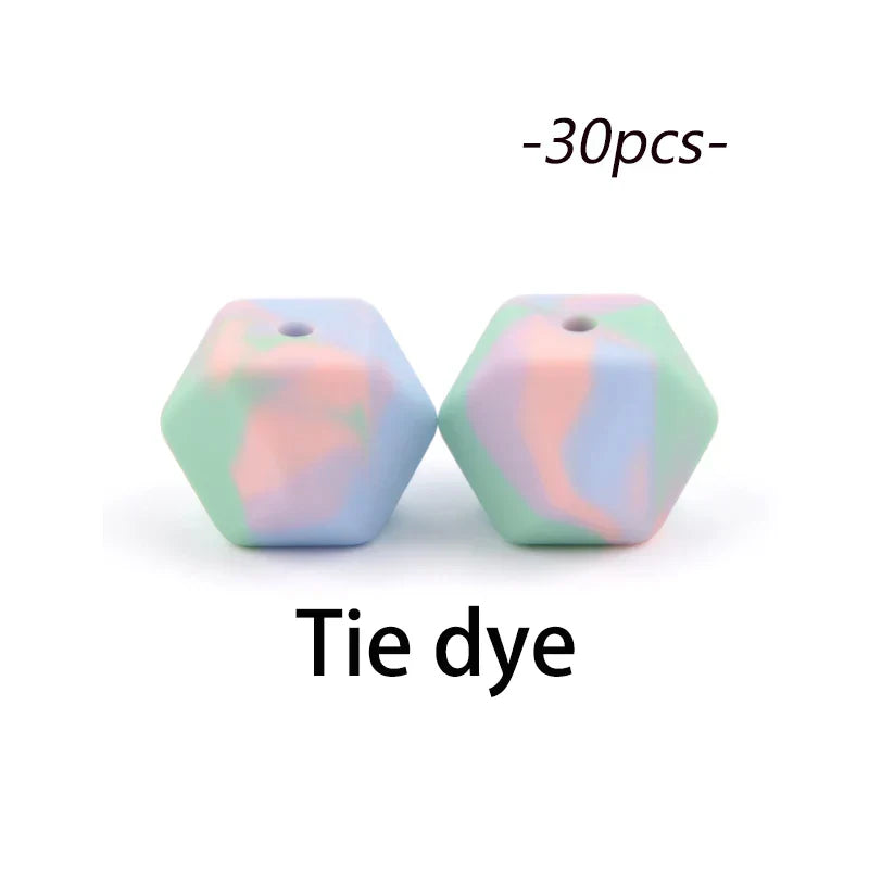 LOFCA 30pcs Silicone Beads Mini Hexagon 14mm Baby