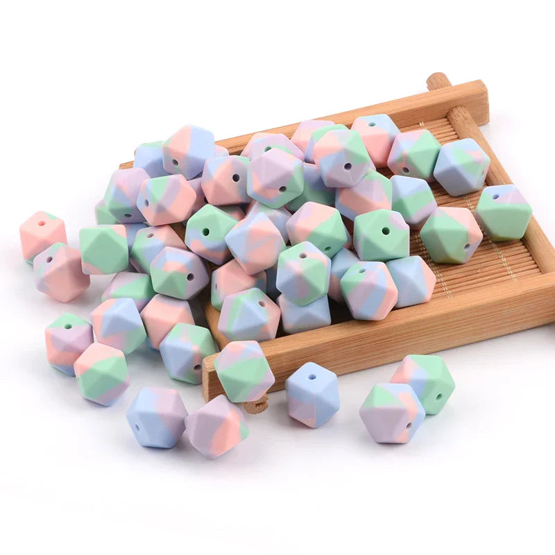 LOFCA 30pcs Silicone Beads Mini Hexagon 14mm Baby