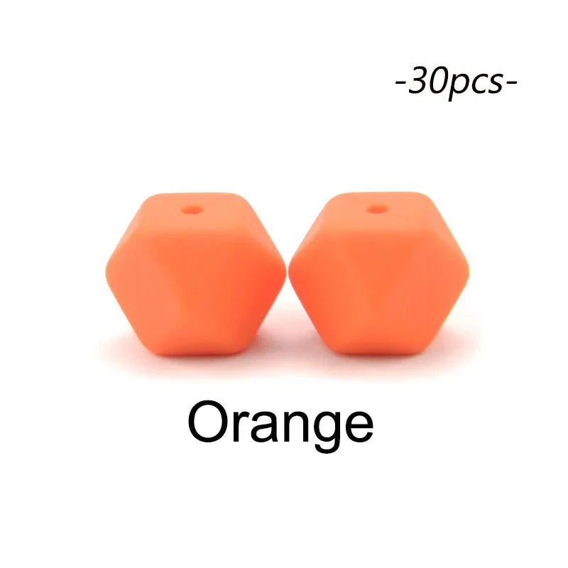 LOFCA 30pcs Silicone Beads Mini Hexagon 14mm Baby