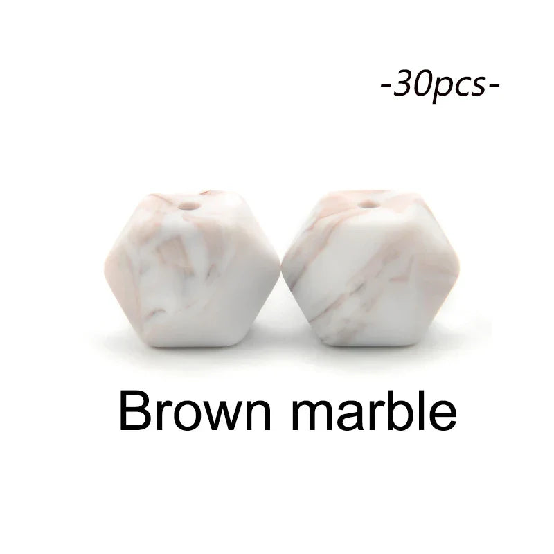 LOFCA 30pcs Silicone Beads Mini Hexagon 14mm Baby