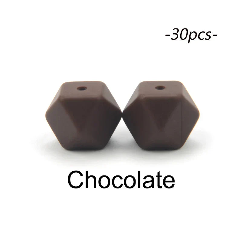 LOFCA 30pcs Silicone Beads Mini Hexagon 14mm Baby