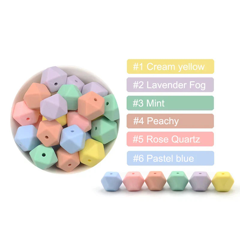 LOFCA 30pcs Silicone Beads Mini Hexagon 14mm Baby