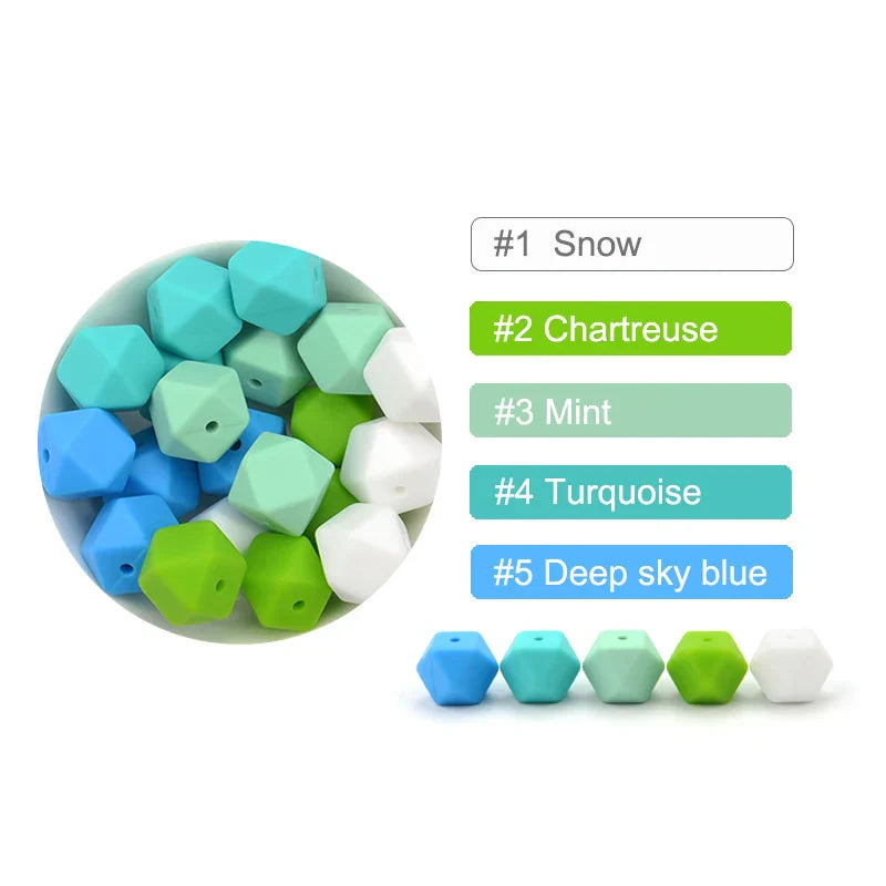 LOFCA 30pcs Silicone Beads Mini Hexagon 14mm Baby