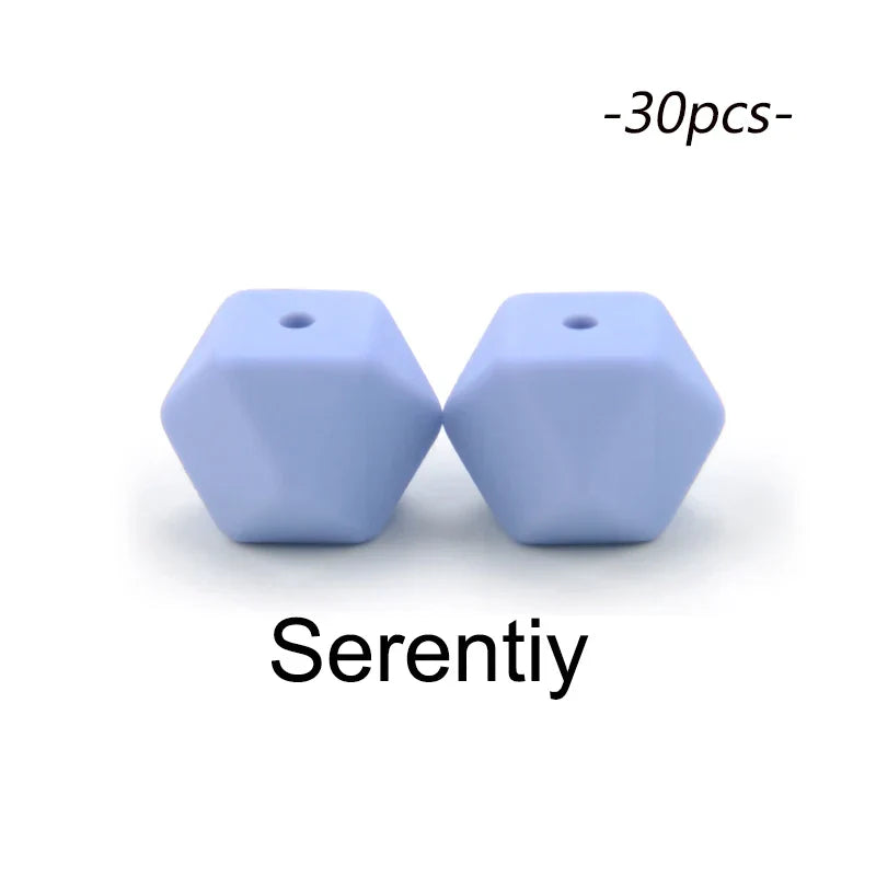 LOFCA 30pcs Silicone Beads Mini Hexagon 14mm Baby
