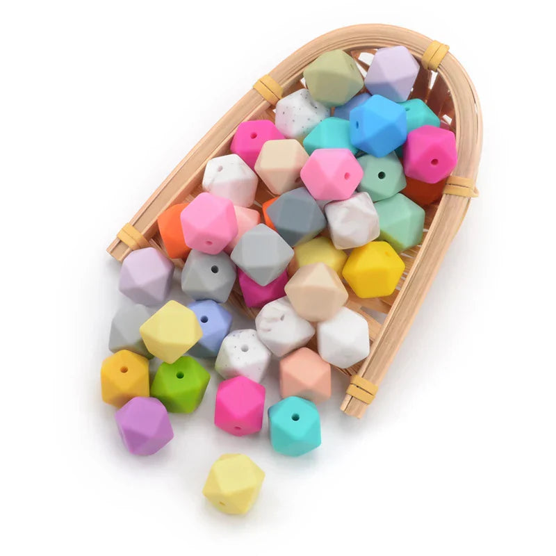 LOFCA 30pcs Silicone Beads Mini Hexagon 14mm Baby