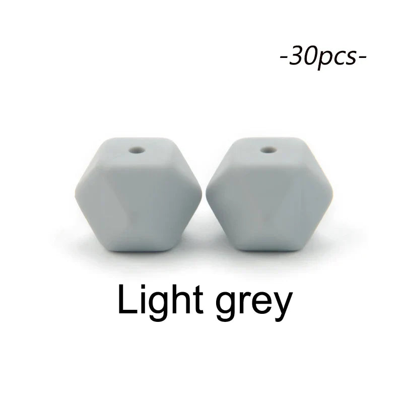 LOFCA 30pcs Silicone Beads Mini Hexagon 14mm Baby