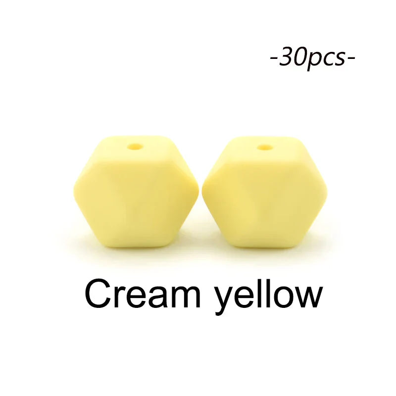 LOFCA 30pcs Silicone Beads Mini Hexagon 14mm Baby