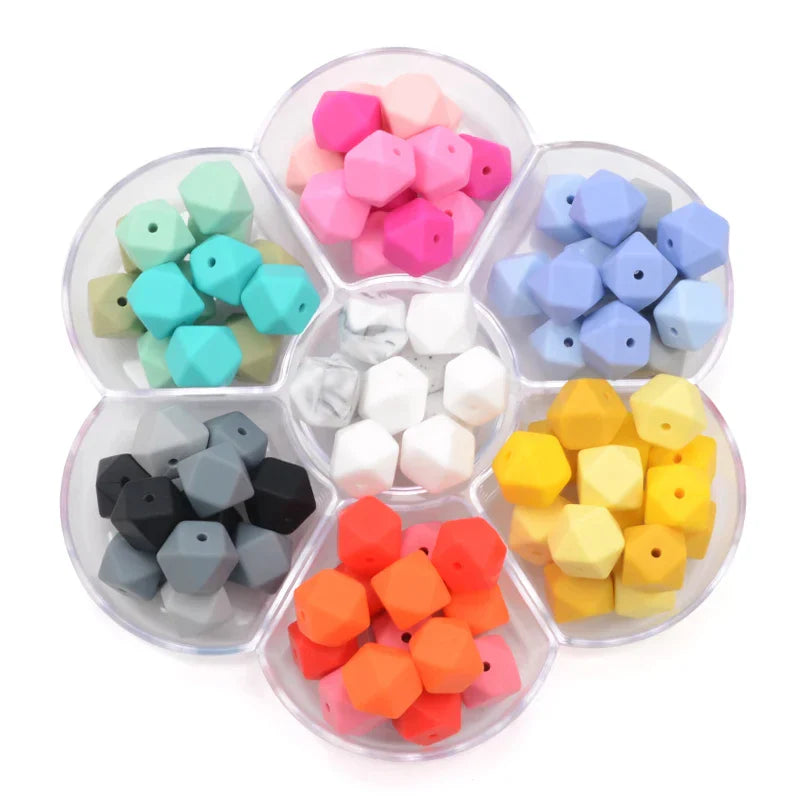 LOFCA 30pcs Silicone Beads Mini Hexagon 14mm Baby
