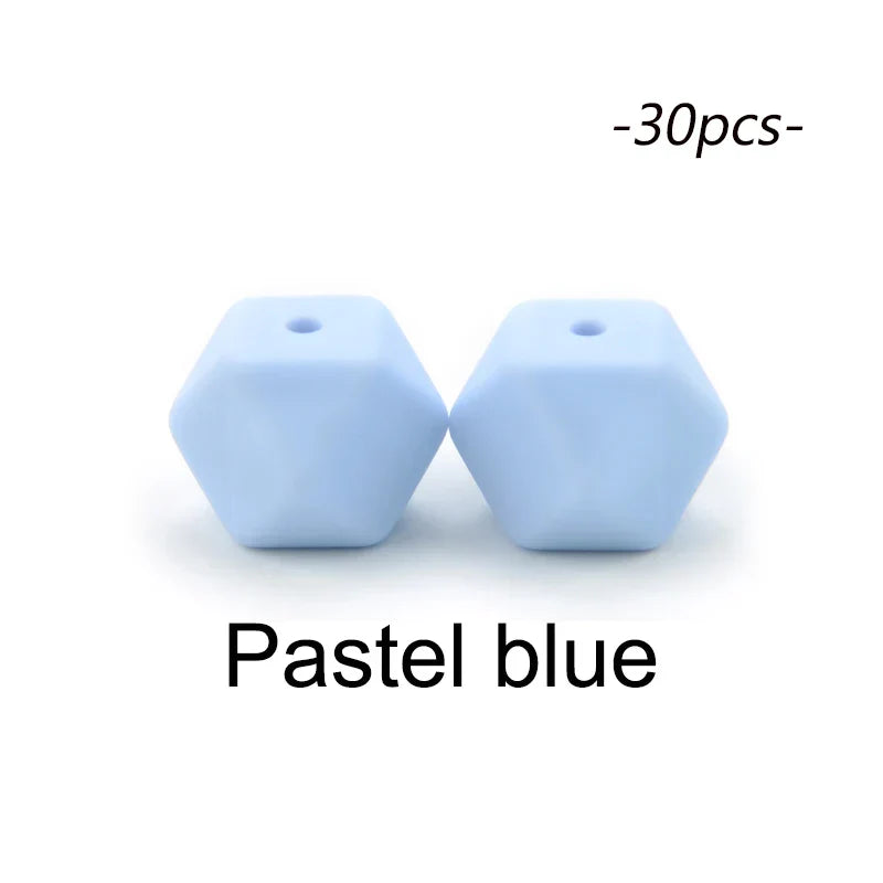 LOFCA 30pcs Silicone Beads Mini Hexagon 14mm Baby