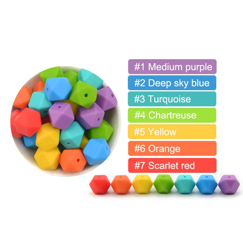 LOFCA 30pcs Silicone Beads Mini Hexagon 14mm Baby