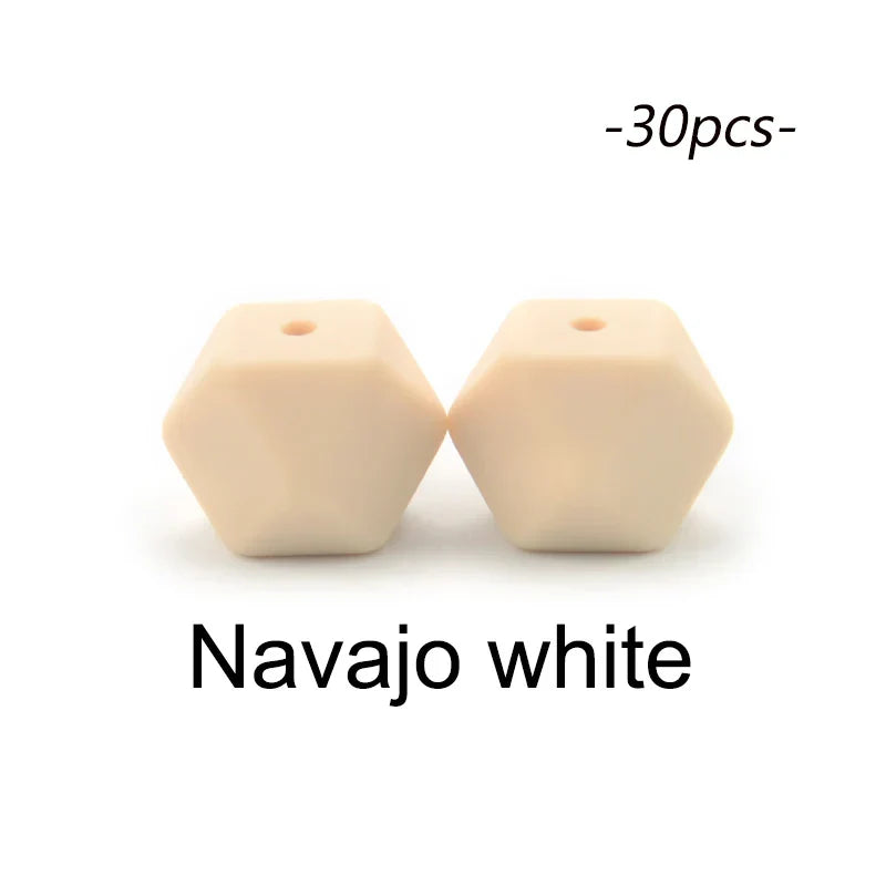 LOFCA 30pcs Silicone Beads Mini Hexagon 14mm Baby