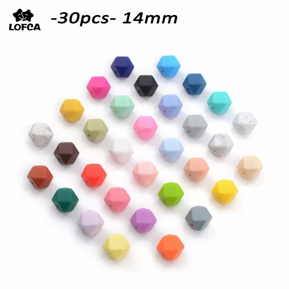 LOFCA 30pcs Silicone Beads Mini Hexagon 14mm Baby