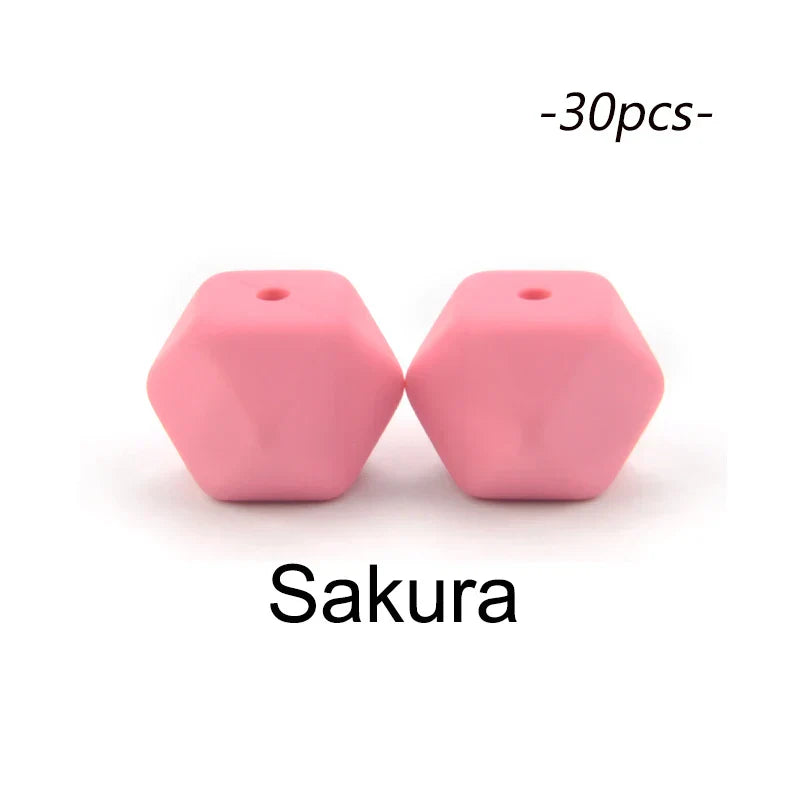 LOFCA 30pcs Silicone Beads Mini Hexagon 14mm Baby