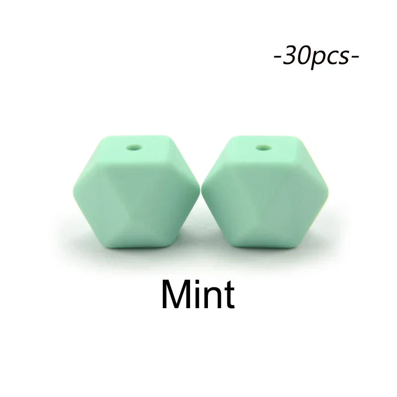 LOFCA 30pcs Silicone Beads Mini Hexagon 14mm Baby
