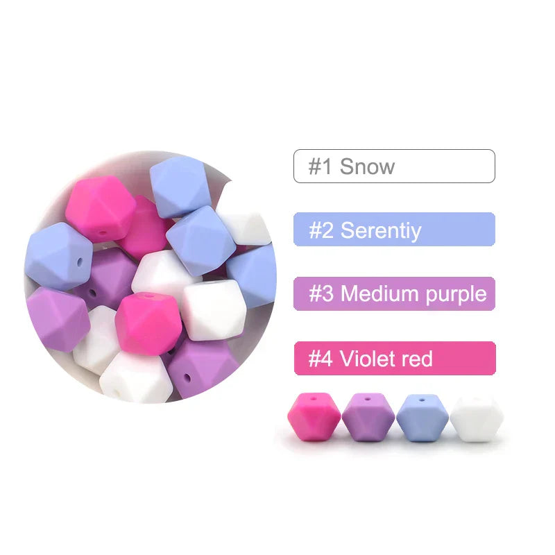 LOFCA 30pcs Silicone Beads Mini Hexagon 14mm Baby