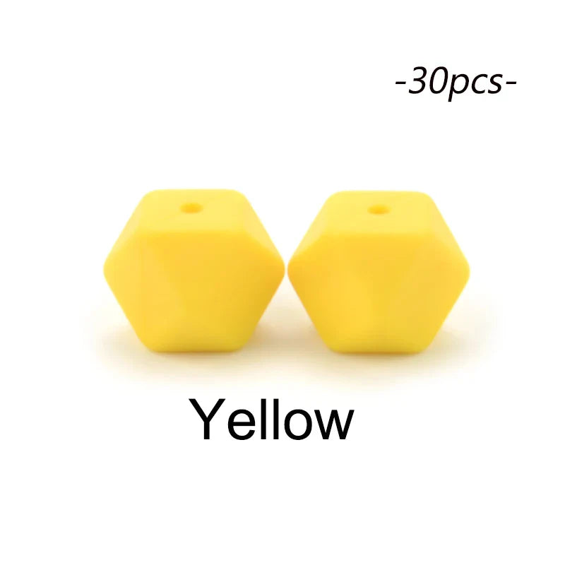 LOFCA 30pcs Silicone Beads Mini Hexagon 14mm Baby