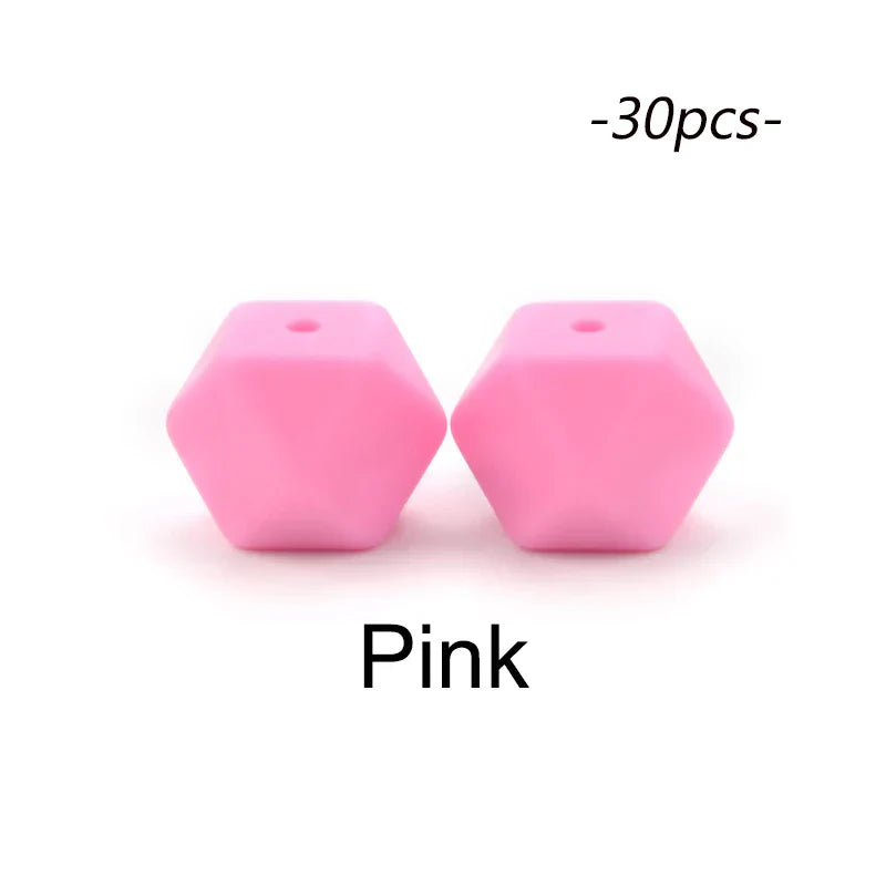 LOFCA 30pcs Silicone Beads Mini Hexagon 14mm Baby