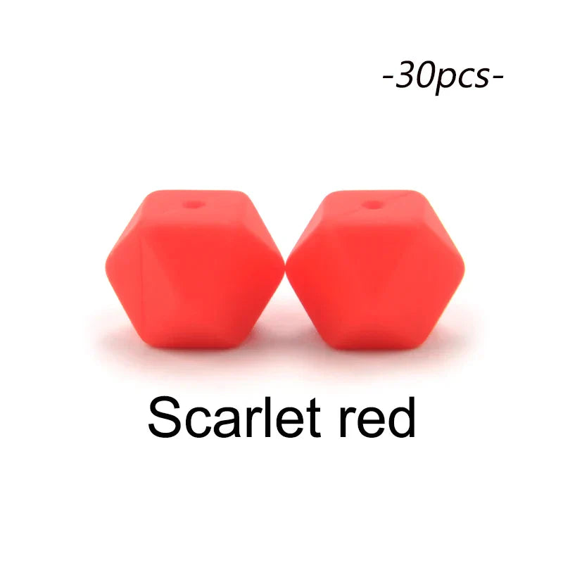 LOFCA 30pcs Silicone Beads Mini Hexagon 14mm Baby