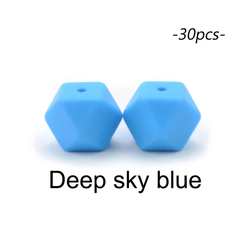 LOFCA 30pcs Silicone Beads Mini Hexagon 14mm Baby