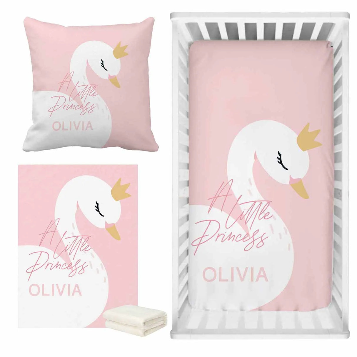 LVYZIHO Pink Cute Swan Crib Sheet Set, Custom
