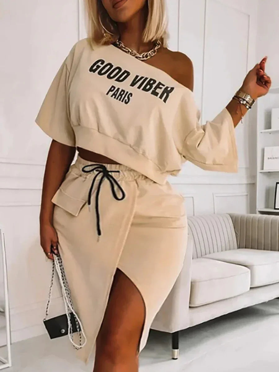 LW Plus Size Two Piece Good Viber One
