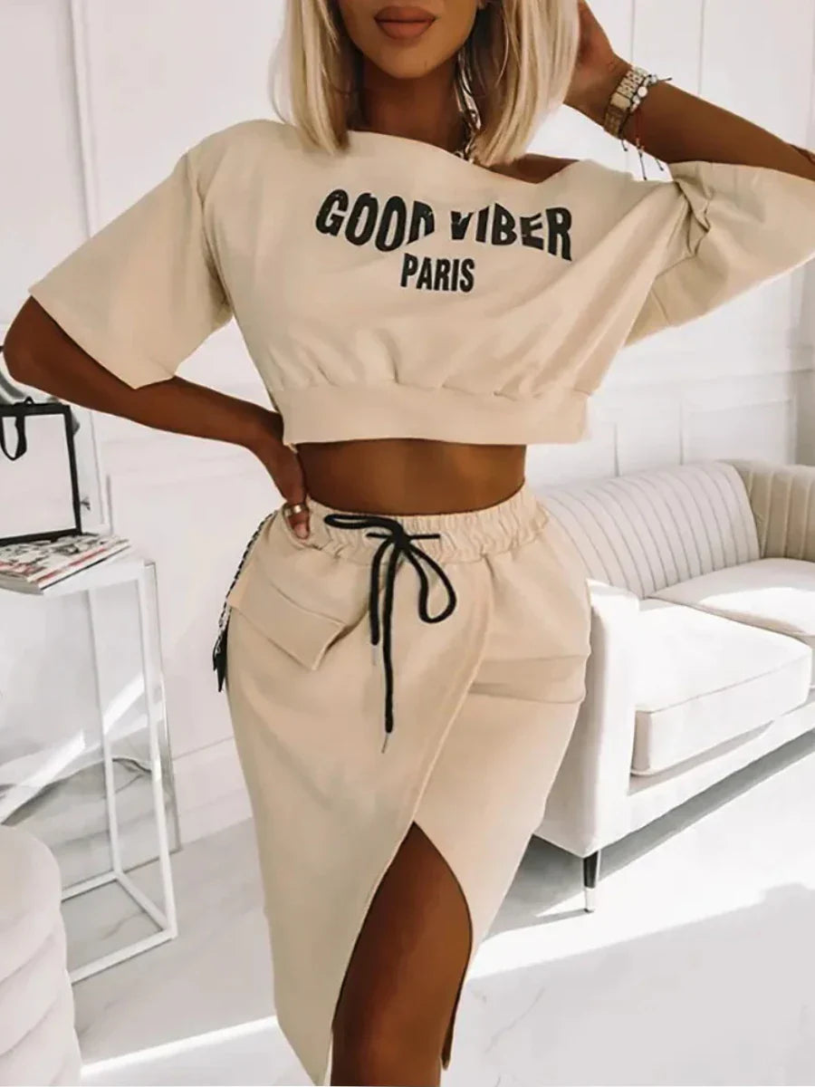 LW Plus Size Two Piece Good Viber One