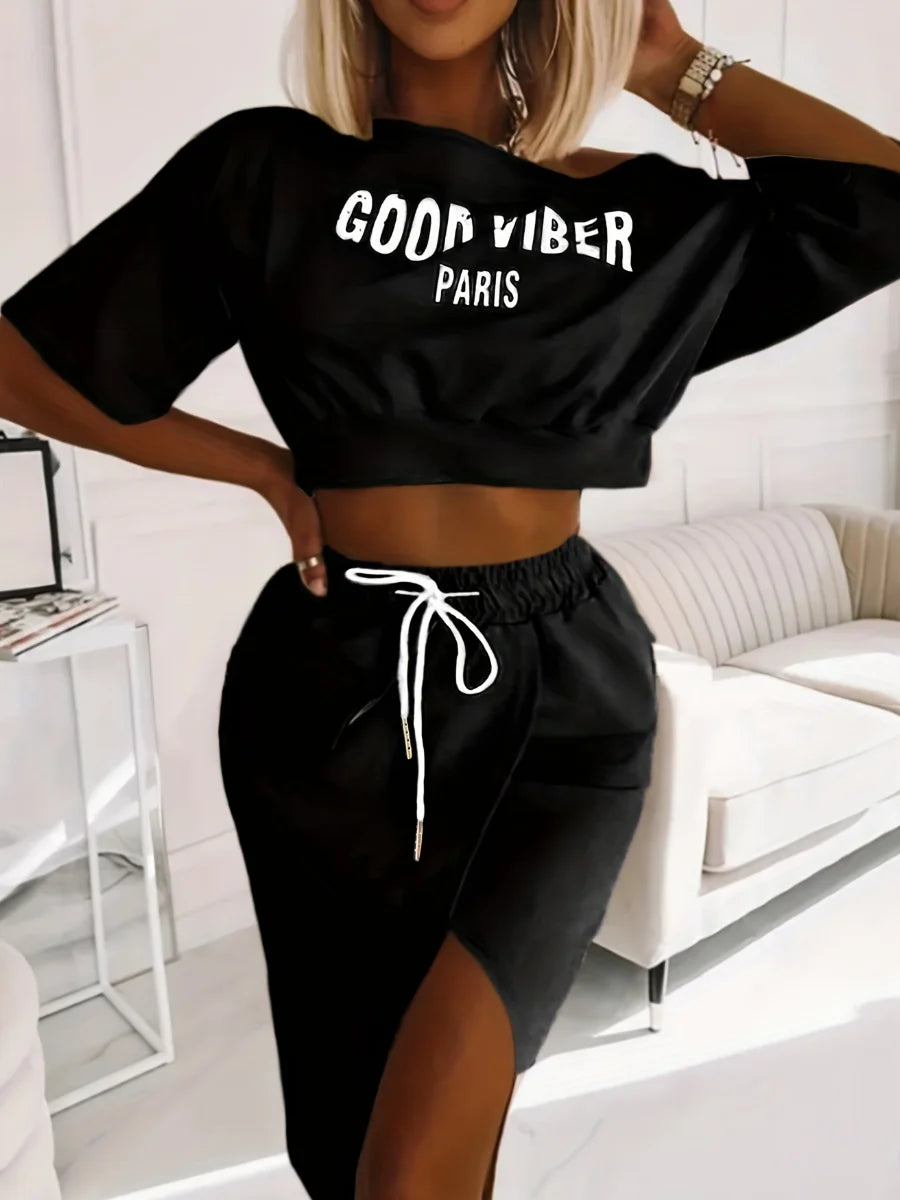 LW Plus Size Two Piece Good Viber One