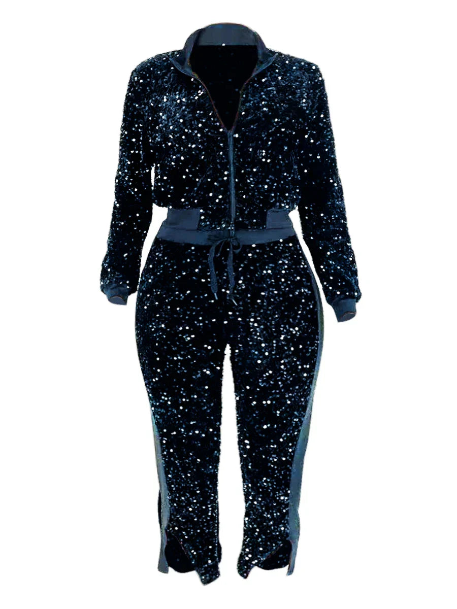 LW Plus Size Two Pieces Sets Velvet Sequined
