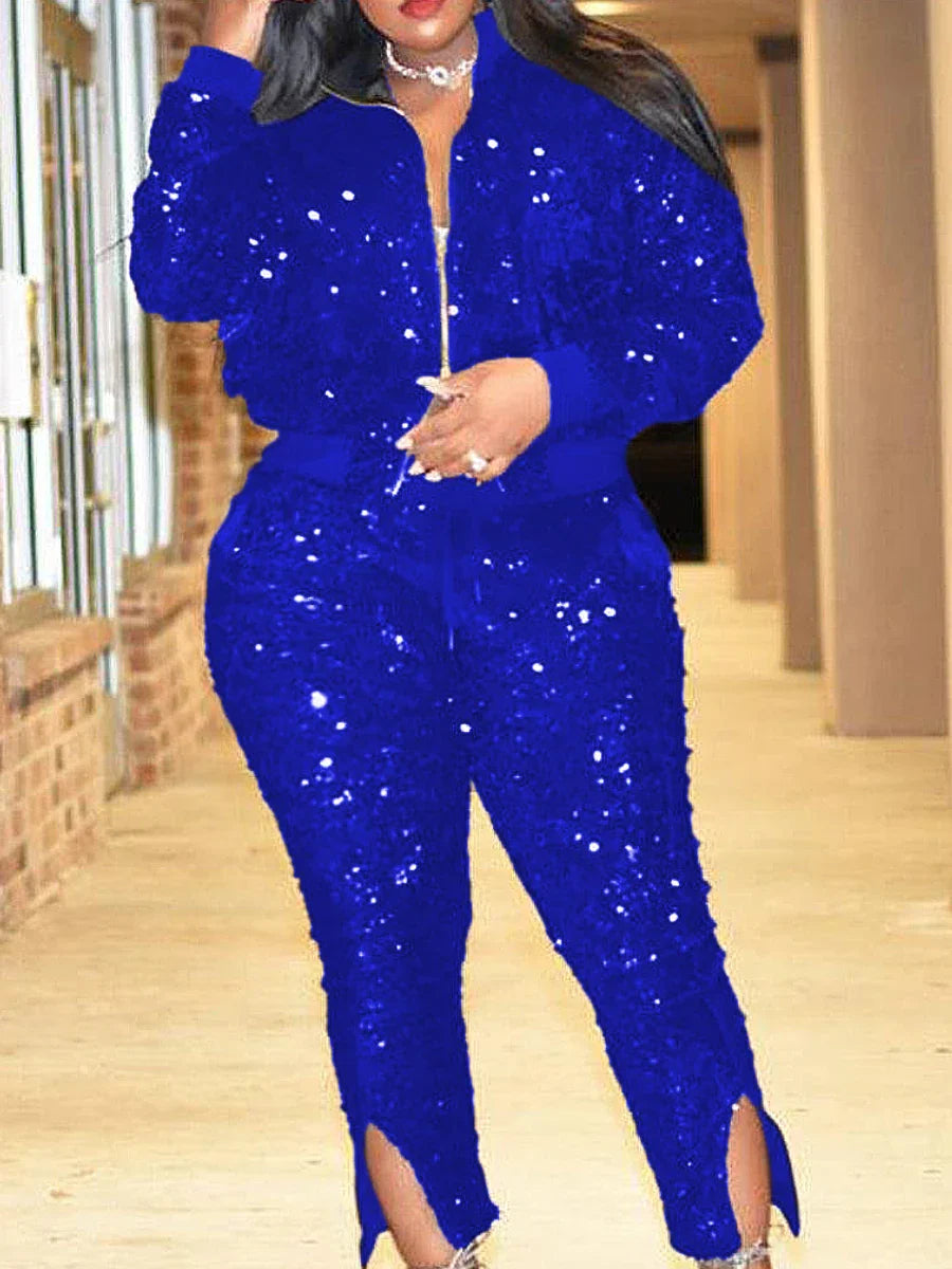 LW Plus Size Two Pieces Sets Velvet Sequined