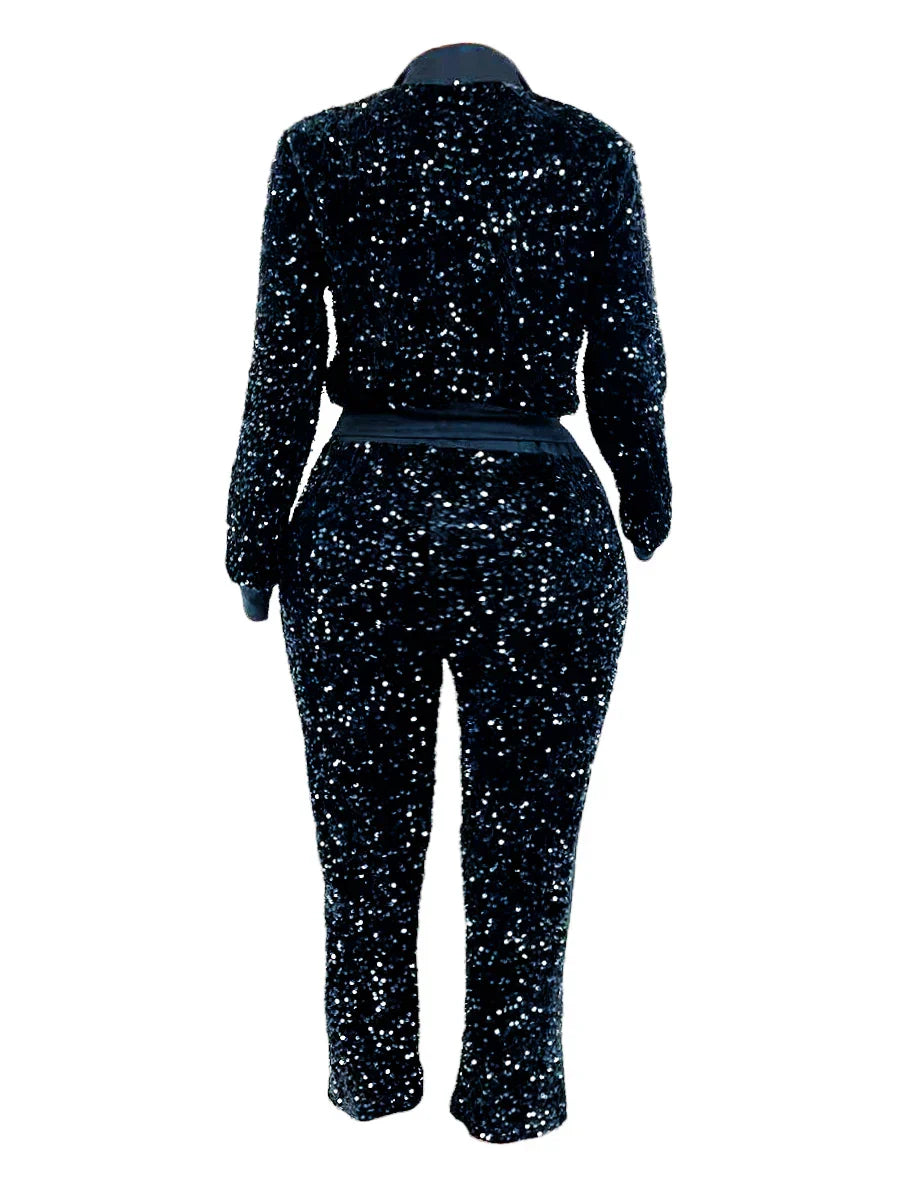 LW Plus Size Two Pieces Sets Velvet Sequined