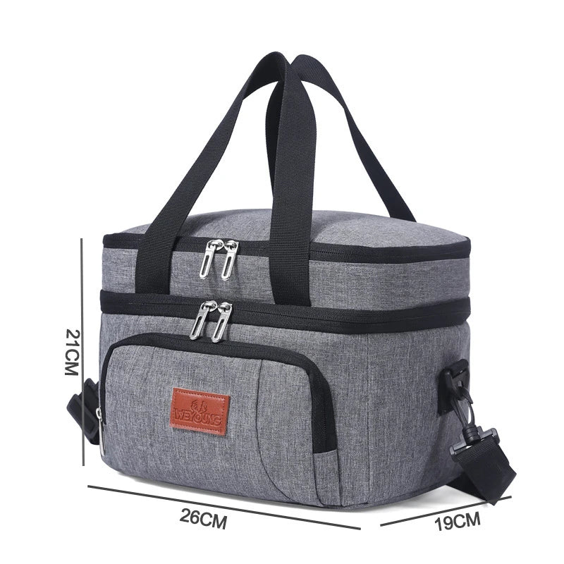 Large Capacity Double Layer Insulation Bento Lunch Bag Portable Picnic Cooler Ice Pack Waterproof Food Thermal Lunchbox Bags