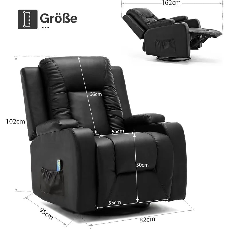 Leather Lounge Modern Sofa Seat with Heated Massage