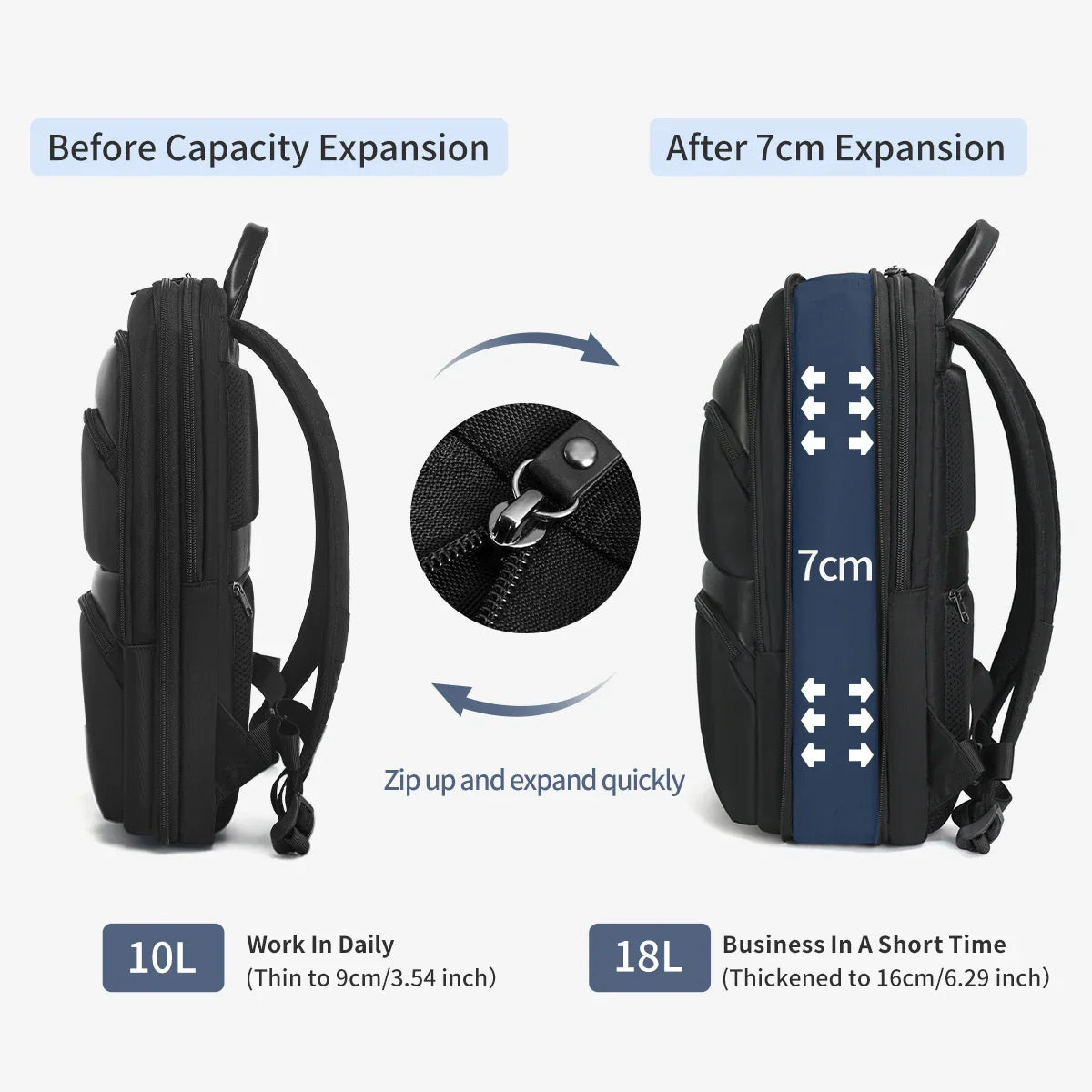 Lifetime Warranty Expandable Backpack Men Korean Thin Bags