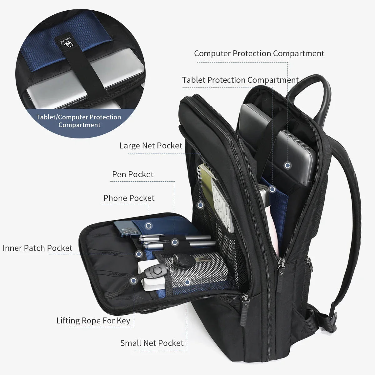Lifetime Warranty Expandable Backpack Men Korean Thin Bags